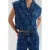 HARPER & YVE gebloemde gilet medium blue denim