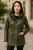 Dames groene leren parka met capuchon – Clare
