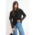 TRENDYOLMİLLA Dames Zwart Effen Lang Oversized T-shirts