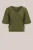 WE Fashion – Dames gebreide trui met ballonmouwen – Regular fit – Olijfgroen – Biologisch katoen –