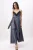 Marineblauwe geruite/geruite mouwloze midi-jurk voor dames