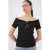 Boothals Geribbelde Blouse met Strik