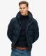 Superdry Mannen Korte Everest Pufferjas met Capuchon Blauw