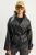 Oversized Faux Leren Jacket met Knopen Sluiting