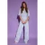 AMAYA Amsterdam loose fit high waist broek lichtblauw broderie