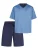 HAJO Pyjama kort ‘Klima Light’  blauw / donkerblauw