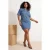 Trendyol Curve Dames Blauw Effen Kort / Mini Kort Casual Blousejurk Grote maten Jurk