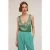 Motivi Embroidered Viscose Satin Top Green