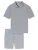 SCHIESSER Pyjama kort ‘ Selected Premium Jacquard ‘  grijs gemêleerd / zwart / wit
