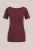 WE Fashion – Dames T-shirt met boothals – Bordeauxrood – Biologisch katoen –