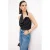 TRENDYOLMİLLA Dames Zwart Effen Mouwloos Regular fit Blouses