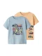 NAME IT Shirt ‘NMMVAGNO’  navy / lichtblauw / lichtgeel / abrikoos