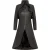 Dames Goth Zwart Leren High Collar Victoriaans Flare Rokrok – Challa