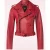 Marlon leren biker jas in rood