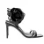 Saint Laurent Amber Flower-corsage Sandalen In Zwart Glanzend Leer