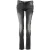 Acht Donkergrijze Katoenen Slim Fit Denim Lage Taille Jeans