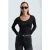 Slim Fit V-hals Lange Mouw Top