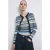 Mango gestreepte vest blauw grof gebreid