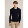 WE Fundamentals fijngebreide regular fit polo donkerblauw