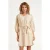 Smashed Lemon Beige jurk met broderie en strikceintuur |