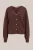 WE Fashion – Dames fijngebreid vest van wolmix – Regular fit – Donkerbruin –