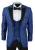 Heren blauwe smoking blazer vest brokaat zwart satijn paisley dinerjack