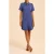 ICode Blue Decorative Jacquard Shirt Dress Sapphire Blue