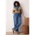 Trendyol Curve Dames Blauw Effen Wijde pijp Hoge taille Grote maten Jeans