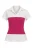 Polotop met witte en fuchsiakleurige kleurblokken