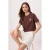 TRENDYOLMİLLA Dames Bruin Geborduurd Kort Regular fit T-shirts