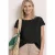 Street One Dames Shirt met boothals en smokdetail in Zwart