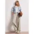 Street One Dames High Waist linnen broek met Wide Legs in Beige