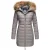 Marikoo damesjas Rose met gewatteerd design & afneembare imitatiebontkraag