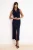 Marineblauwe platte, mouwloze maxi-jurk voor dames
