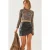 Lepardochtendprint Strak Langsysteem Korte Blouse met Halve Turtleneck
