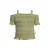 Me & My Monkey off shoulder top groen met textuur