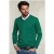 River Woods Basic Merino V-neck Pullover New Green Mix Green