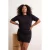 Trendyol Curve Dames Zwart Effen Kort / Mini Kort Casual Bodycon Grote maten Jurk
