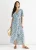 Midi-jurk met blauwe bloemen