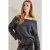 Off Shoulder Geribbelde Gebreide Trui