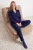 TRENDYOLMİLLA Dames 2-pack Donkerblauw Effen Lang, Regular fit Pyjama- Sets