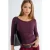 Crew Neck Geribbelde Lange Mouwen Blouse