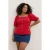 Trendyol Curve Dames Rood Effen Kort Regular fit Grote maten Blouses