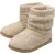 Dames Teddy Fleece Slofjes Oatmeal Taupe Warm VK 3-8