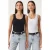 Vierkante Kraag Ribbel Slim Fit Mouwloze Blouse