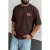 TRENDYOL MAN Heren Bruin Landschapsprint Kort Oversized T-shirts