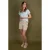 TQ-Amsterdam straight high waist gestreepte casual short beige