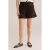 WE Fashion wide leg high waist casual short met linnen donkerbruin