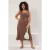 Trendyol Curve Dames Bruin Effen Midi Mouwloos Casual A-lijn Grote maten Jurk