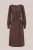 WE Fashion – Dames midi jurk met structuur – Regular fit – Donkerbruin –